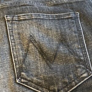 MOTHER Straight Leg Jeans in Washed Black Denim